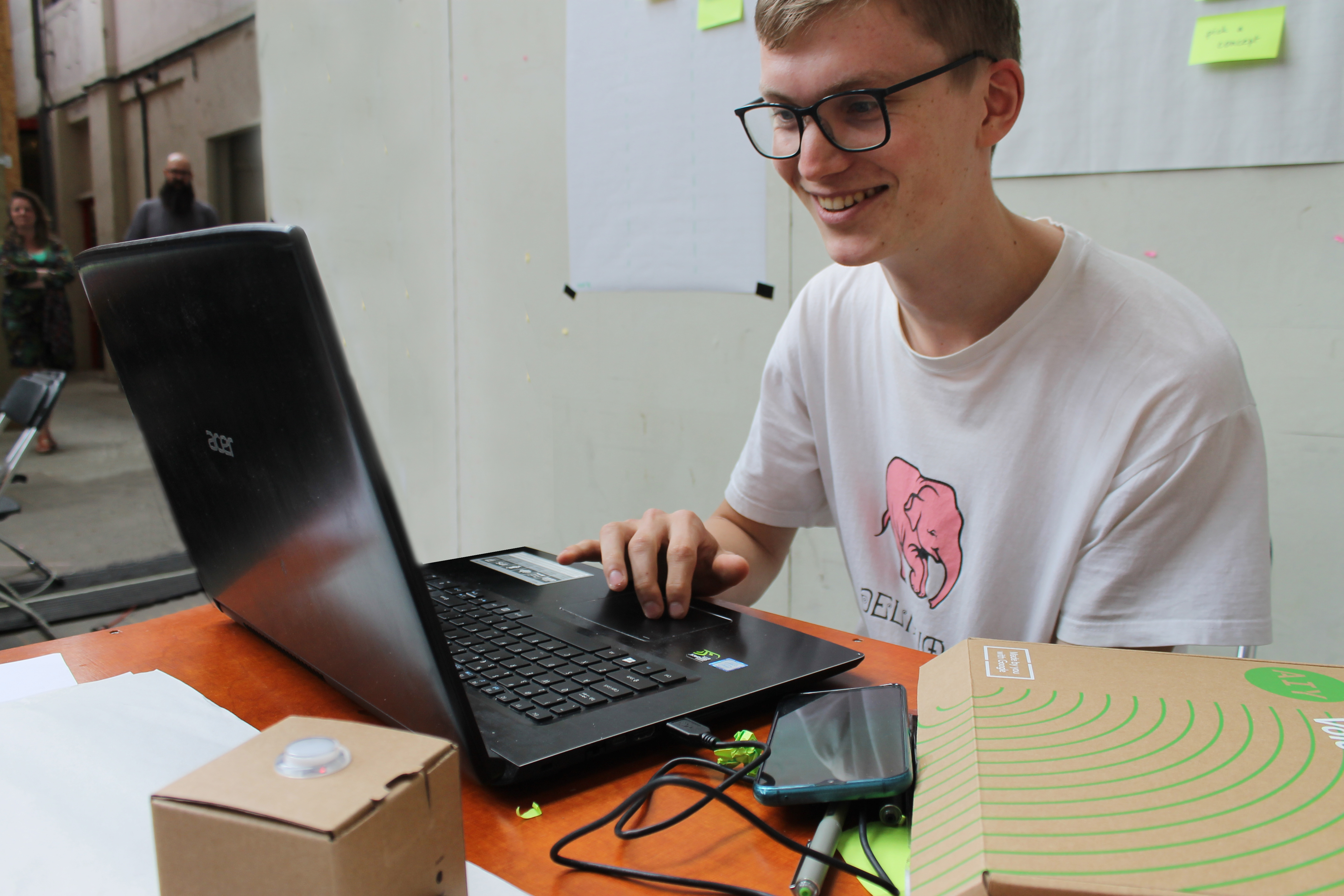 Art van Steenbergen behind a laptop