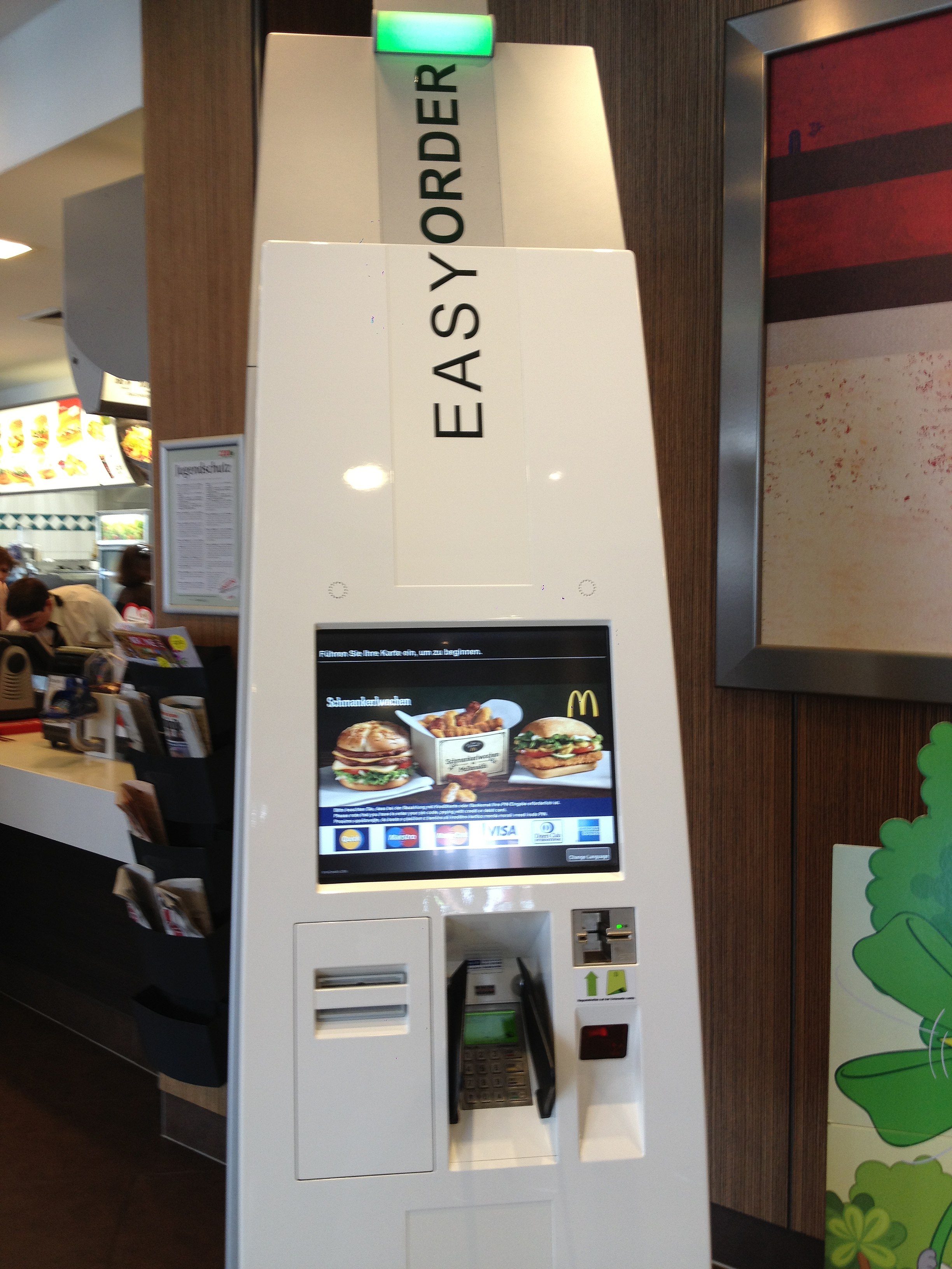A easy order panel in a fastfood restaurant